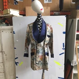 Vintage Woven Robe with Silk Lapel